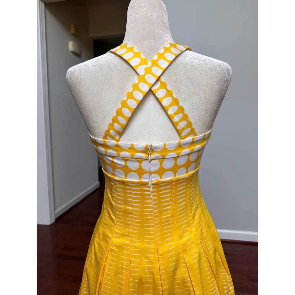 Vintage Y2K Yellow White Polka Dot Feminine Dress Summer Vacay Anthro Cotton - Picture 7 of 9